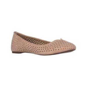Lucky Brand Tan Laser Cut Soft Leather Suede Round Toe Ballerina Flat 8.5M
